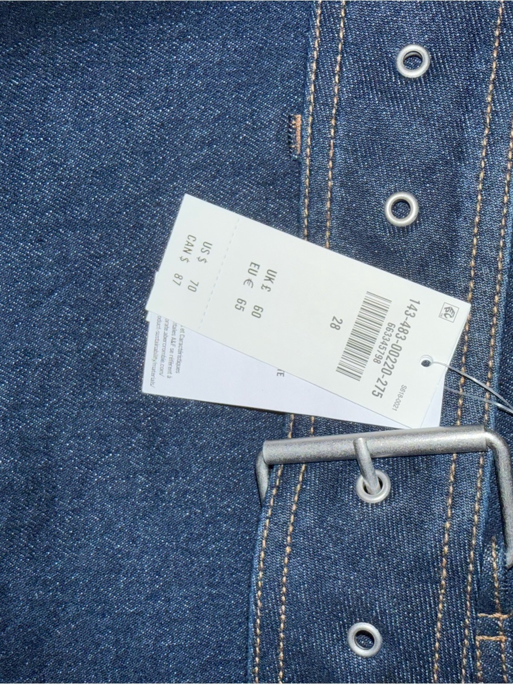Abercrombie & Fitch Dark Blue Denim Mini Skirt with Belt - Picture 3 of 5